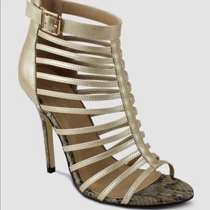 NWT Mi.iM Gold Faux Snakeskin Heels Sz 7.5